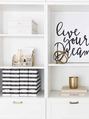 Load image into Gallery viewer, Foldable Magazine File Holders with Gold Label Holder - Set of 4 - Black and Gold
