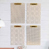 Set of 4 Decorative Clipboards with Light Pink Patterns and Gold Foil