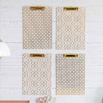 Load image into Gallery viewer, Set of 4 Decorative Clipboards with Light Pink Patterns and Gold Foil
