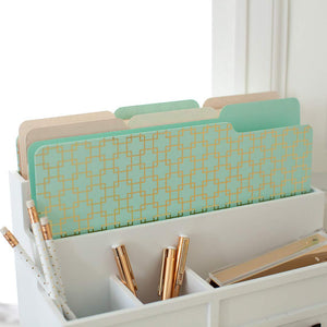 Load image into Gallery viewer, Decorative File Folders - 1/3 Cut Tabs - Letter Size - Set of 12 - 2 Each of 6 Cute Patterns with Gold Foil (Pink Aqua and Cream)
