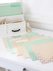 Load image into Gallery viewer, Decorative File Folders - 1/3 Cut Tabs - Letter Size - Set of 12 - 2 Each of 6 Cute Patterns with Gold Foil (Pink Aqua and Cream)
