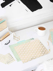 Load image into Gallery viewer, Decorative File Folders - 1/3 Cut Tabs - Letter Size - Set of 12 - 2 Each of 6 Cute Patterns with Gold Foil (Pink Aqua and Cream)
