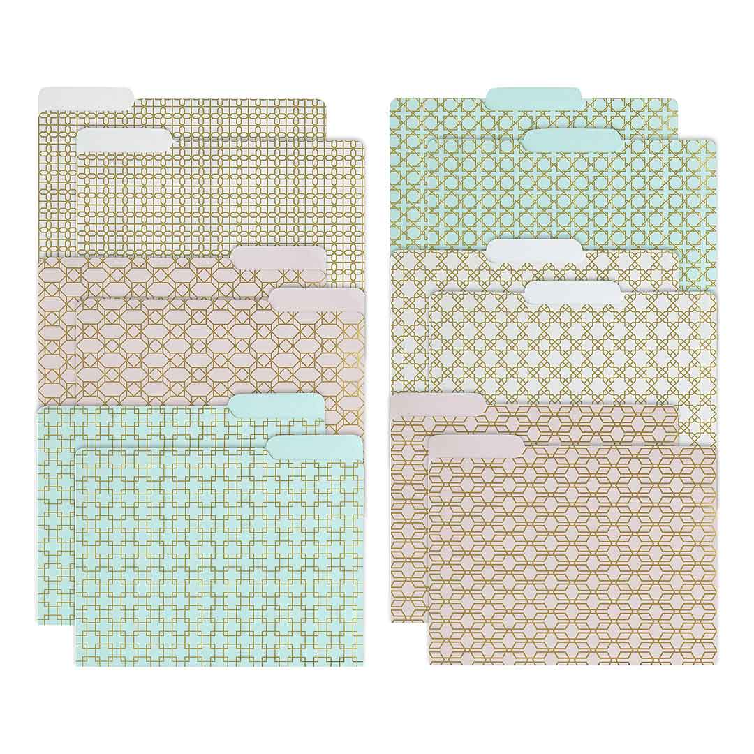 Decorative File Folders With 1/3 Cut Tabs, 6 Vintage Floral Designs 9 X 115 In 12 Pack