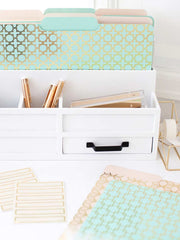 Load image into Gallery viewer, Decorative File Folders - 1/3 Cut Tabs - Letter Size - Set of 12 - 2 Each of 6 Cute Patterns with Gold Foil (Pink Aqua and Cream)
