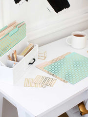 Load image into Gallery viewer, Decorative File Folders - 1/3 Cut Tabs - Letter Size - Set of 12 - 2 Each of 6 Cute Patterns with Gold Foil (Pink Aqua and Cream)
