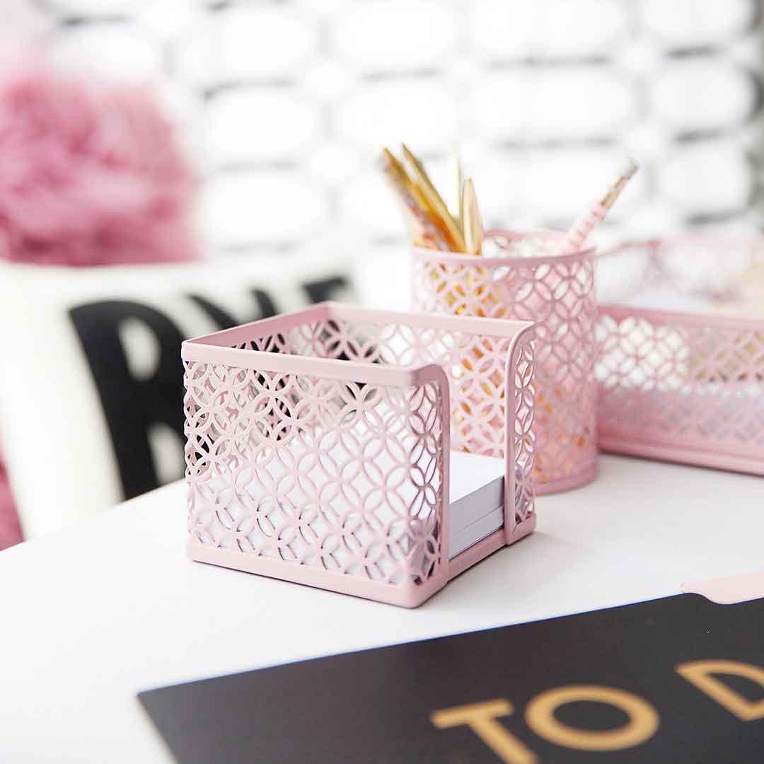 Pink Desk Rack Riviera 6 Piece Pink Desk Organizer Set | Blu Monaco