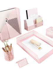 Load image into Gallery viewer, Riviera 6 Piece Pink Desk Organizer Set
