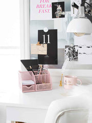 Load image into Gallery viewer, Fontvieille Unique Metal Desk Organizer with Drawer - Pink
