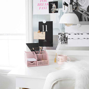 Load image into Gallery viewer, Fontvieille Unique Metal Desk Organizer with Drawer - Pink
