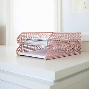 Riviera Stackable Pink Paper Tray - Set of 2 - Letter Size