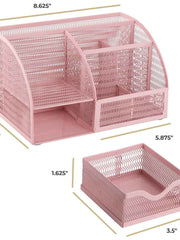 Load image into Gallery viewer, Fontvieille Unique Metal Desk Organizer with Drawer - Pink
