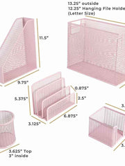 Load image into Gallery viewer, Fontvieille 5 Piece Pink Desk Organizer Set with Desktop Hanging File Organizer
