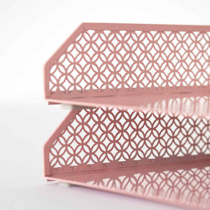 Riviera Stackable Pink Paper Tray - Set of 2 - Letter Size