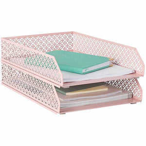 Riviera Stackable Pink Paper Tray - Set of 2 - Letter Size