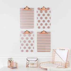 Decorative Set of 4 Rose Gold Clipboards