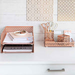 Load image into Gallery viewer, Riviera 6 Piece Rose Gold Interlocking Desk Organizer Set
