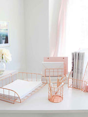 Load image into Gallery viewer, Monte Rose Gold Wire Desk Organizer Set
