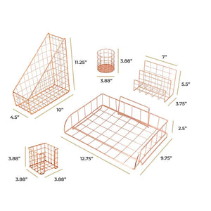 Load image into Gallery viewer, Monte Rose Gold Wire Desk Organizer Set
