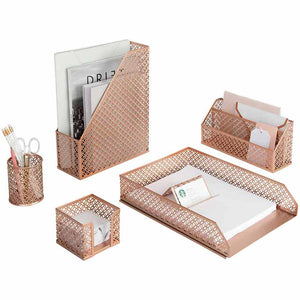 Load image into Gallery viewer, Riviera 6 Piece Rose Gold Desk Organizer Set

