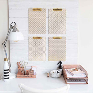 Load image into Gallery viewer, Riviera 6 Piece Rose Gold Interlocking Desk Organizer Set
