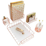 Load image into Gallery viewer, Monte Rose Gold Wire Desk Organizer Set
