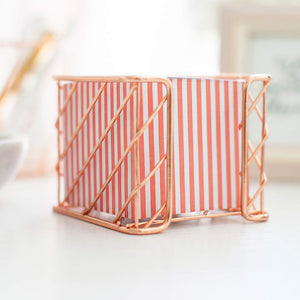 Monte Rose Gold Desk Organizer Set - 5 Piece - Metal Wire - Diagonal Pattern