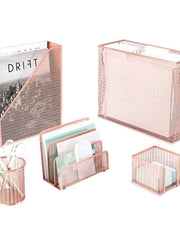 Load image into Gallery viewer, Fontvieille 5 Piece Rose Gold Desk Organizer Set with Desktop Hanging File Organizer
