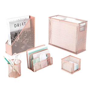 Fontvieille 5 Piece Rose Gold Desk Organizer Set with Desktop Hanging File Organizer