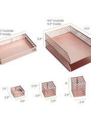 Load image into Gallery viewer, Riviera 6 Piece Rose Gold Interlocking Desk Organizer Set

