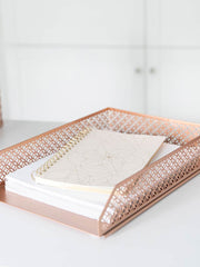 Load image into Gallery viewer, Riviera Stackable Rose Gold Paper Tray - Set of 2 - Letter Size
