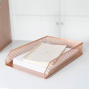Riviera Stackable Rose Gold Paper Tray - Set of 2 - Letter Size