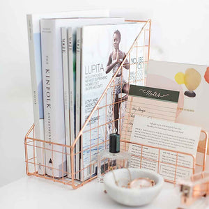 Load image into Gallery viewer, Monte Rose Gold Wire Desk Organizer Set
