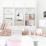 Load image into Gallery viewer, Fontvieille Unique Metal Rose Gold Desk Organizer with Drawer
