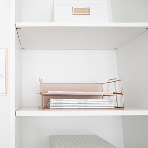 Load image into Gallery viewer, Fontvieille Stackable Rose Gold Paper Tray - Set of 2 - Letter Size
