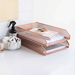 Load image into Gallery viewer, Riviera 6 Piece Rose Gold Interlocking Desk Organizer Set
