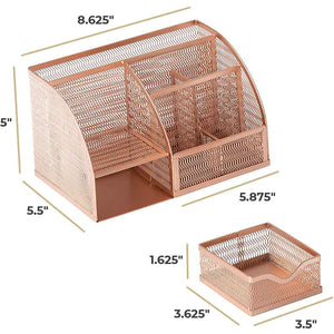 Load image into Gallery viewer, Fontvieille Unique Metal Rose Gold Desk Organizer with Drawer
