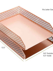 Load image into Gallery viewer, Riviera Stackable Rose Gold Paper Tray - Set of 2 - Letter Size
