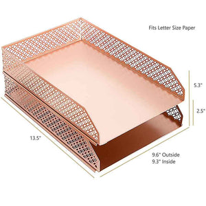 Load image into Gallery viewer, Riviera Stackable Rose Gold Paper Tray - Set of 2 - Letter Size
