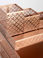 Load image into Gallery viewer, Riviera 6 Piece Rose Gold Interlocking Desk Organizer Set
