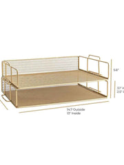 Load image into Gallery viewer, Fontvieille Stackable Gold Paper Tray - Set of 2 - Letter Size
