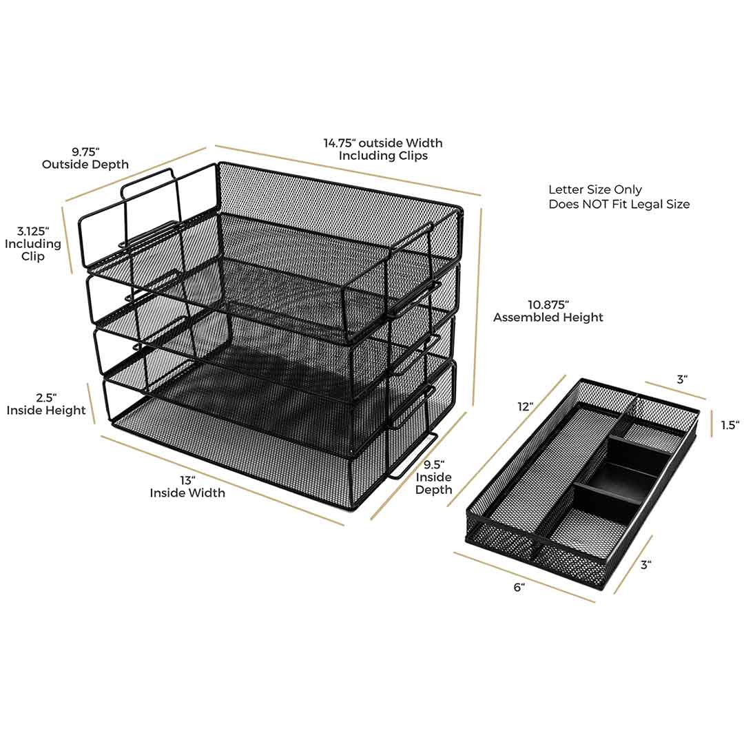 Mesh Office Organizer for Desk Desk Organizer with 4 Tiers and