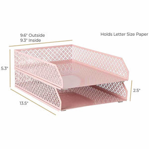Riviera Stackable Pink Paper Tray - Set of 2 - Letter Size