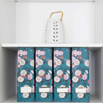Load image into Gallery viewer, Foldable Magazine File Holder with Gold Label Holder - Set of 4 - Floral and Teal
