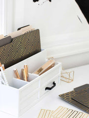 Load image into Gallery viewer, Decorative File Folders - 1/3 Cut Tabs - Letter Size - Set of 12 - 2 Each of 6 Cute Patterns with Gold Foil (Dark Gray and Cream)
