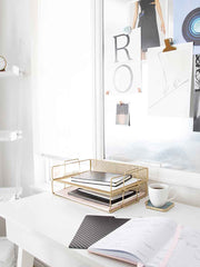 Load image into Gallery viewer, Fontvieille Stackable Gold Paper Tray - Set of 2 - Letter Size
