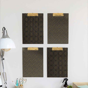 Load image into Gallery viewer, Set of 4 Decorative Clipboards with Dark Geometric Patterns and Gold foil
