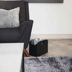 Load image into Gallery viewer, Quality Leather Magazine Holder Basket with Handles - Black
