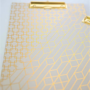 Load image into Gallery viewer, Set of 4 Decorative Clipboards with Light Pink Patterns and Gold Foil
