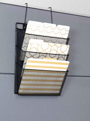 Load image into Gallery viewer, Office Cubicle Black Wire Mesh Hanging Wall File Organizer
