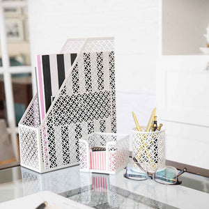 Load image into Gallery viewer, Riviera 6 Piece White Desk Organizer Set
